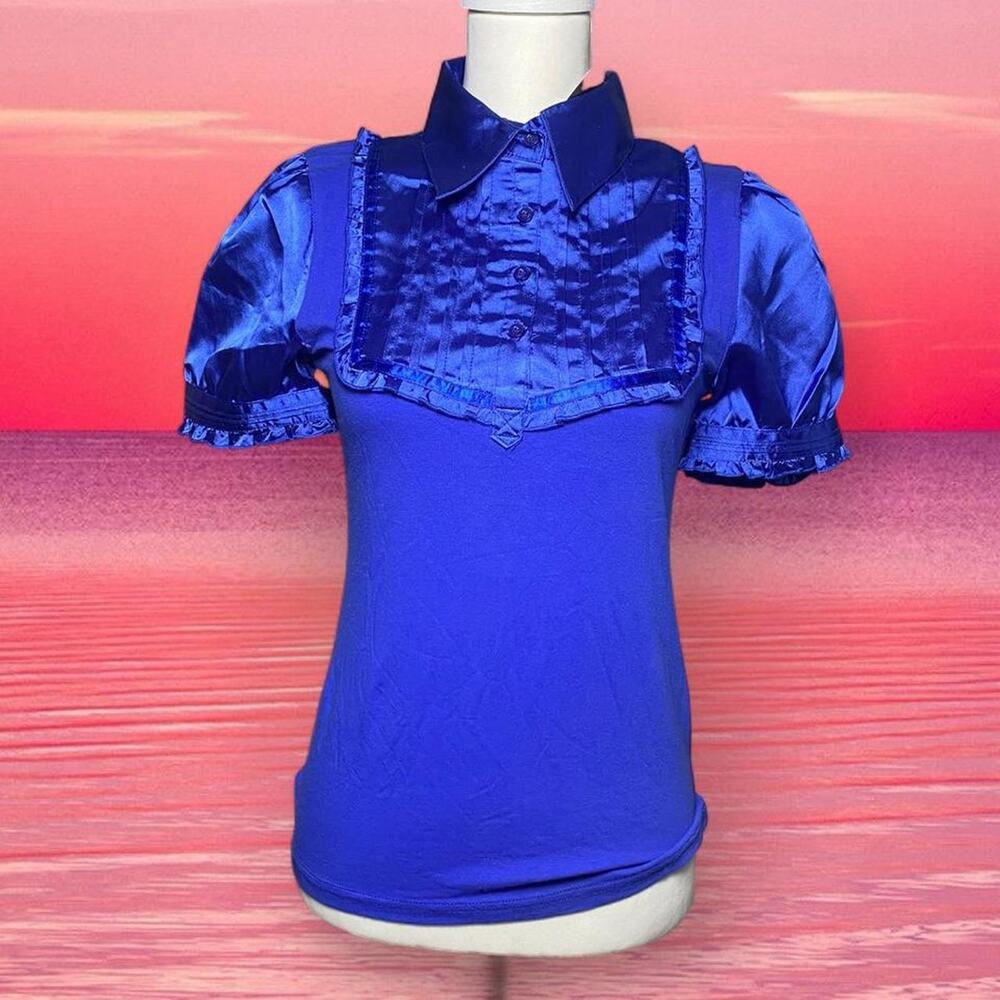 Vintage Deadstock Blue Satin Blouse
